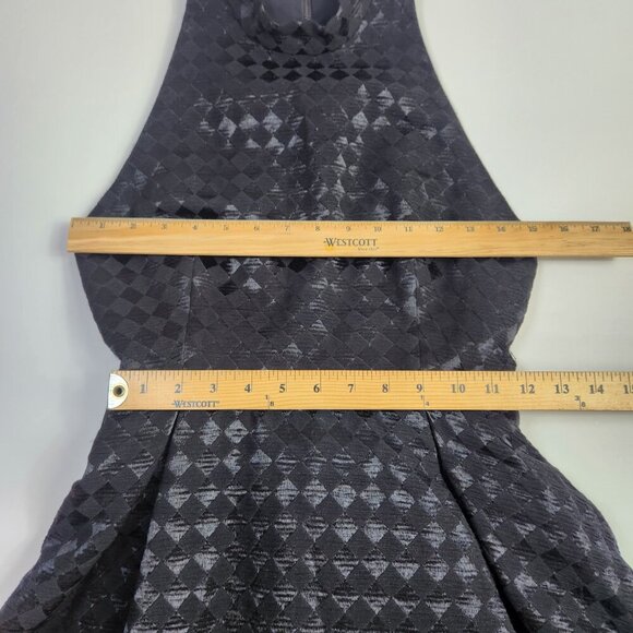 Alice & Olivia Needman Black Checkered Mock Neck A-Line Dress  Size 0 - Picture 13 of 14